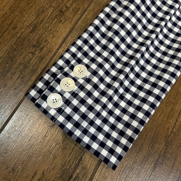 J Crew Navy Blue Gingham Check Remi Ankle Pants Button Detail Size 4T - Picture 9 of 11